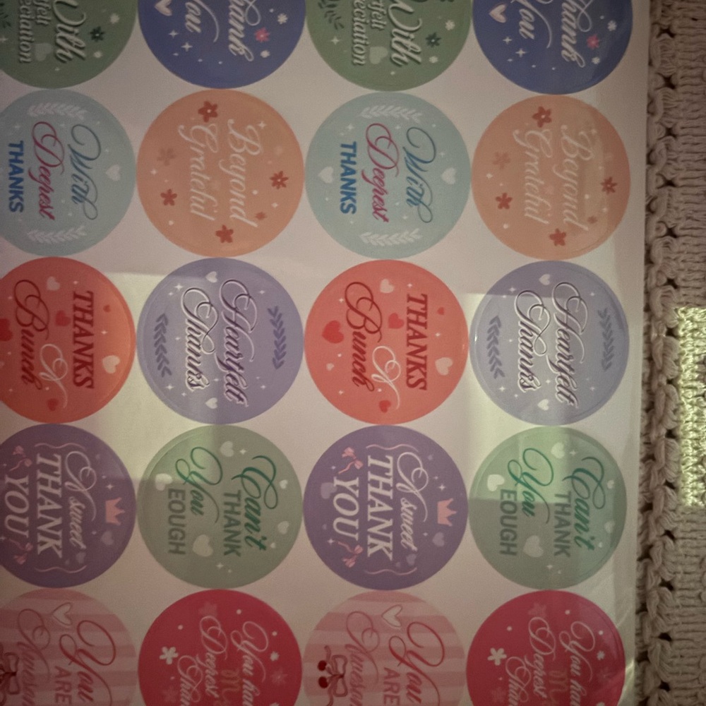 250 assorted Colorful Thank You Stickers